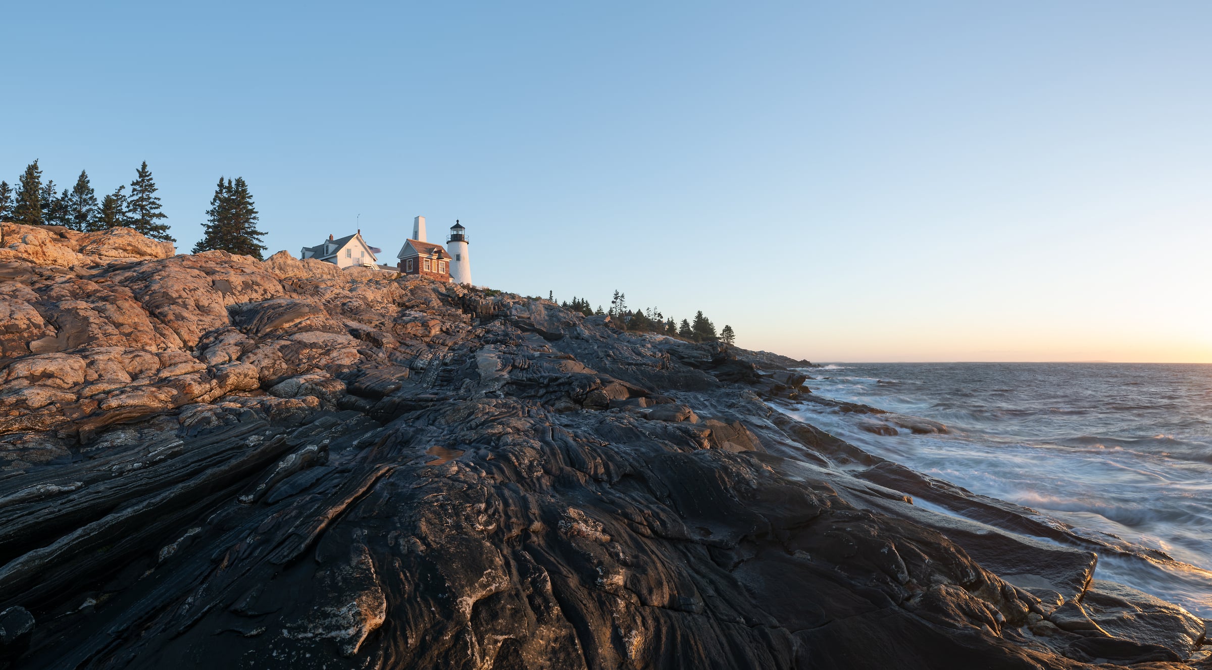 199 megapixels! A very high resolution, large-format VAST photo print of a lighthouse in Maine on a rocky coastline; fine art photograph created by Greg Probst at Pemaquid Point Lighthouse in Maine.