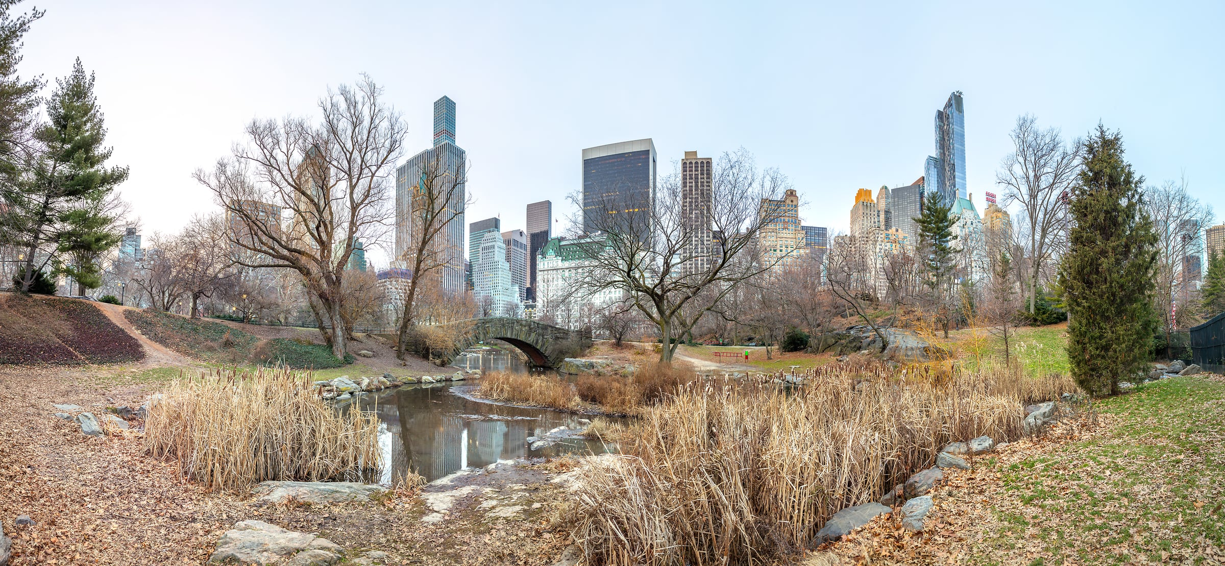 236 megapixels! A very high resolution, large-format VAST photo print of Gapstow Bridge and the Pond in Central Park; fine art photograph created by Assaf Frank in Central park, New York, USA.