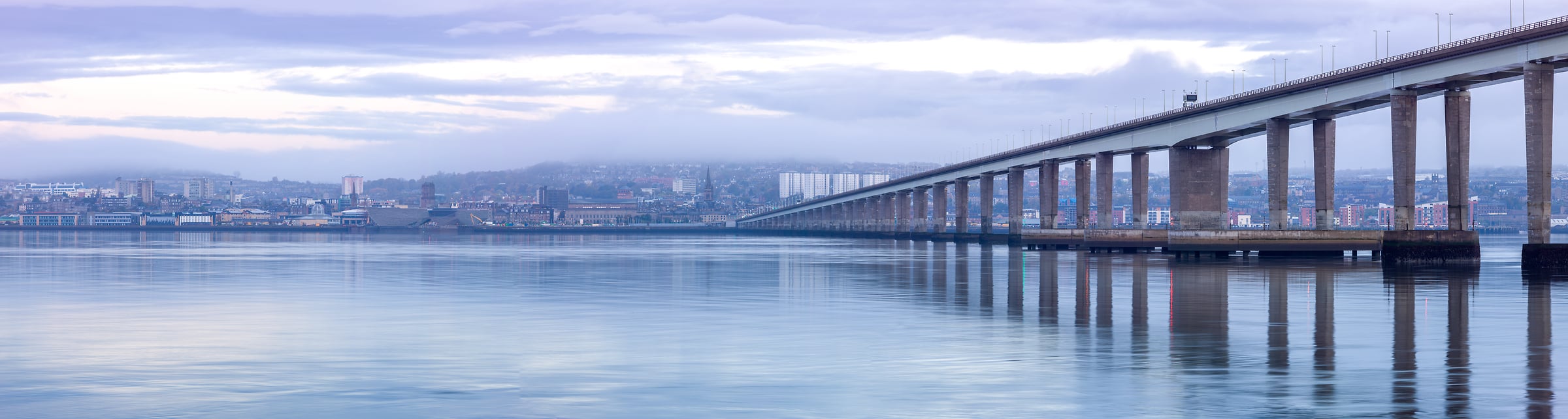 224 megapixels! A very high resolution, large-format VAST photo print of a bridge spanning the River Tay in Scotland; panorama photograph created by Assaf Frank in Newport-on-Tay, United Kingdom.