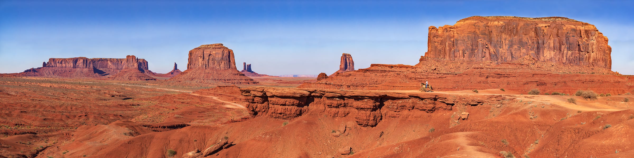 3,601 megapixels! A very high resolution, large-format VAST photo print of a landscape in Utah with beautiful rock formations; gigapixel panorama photograph created by John Freeman in Monument Valley, Navajo Tribal Park, Utah.