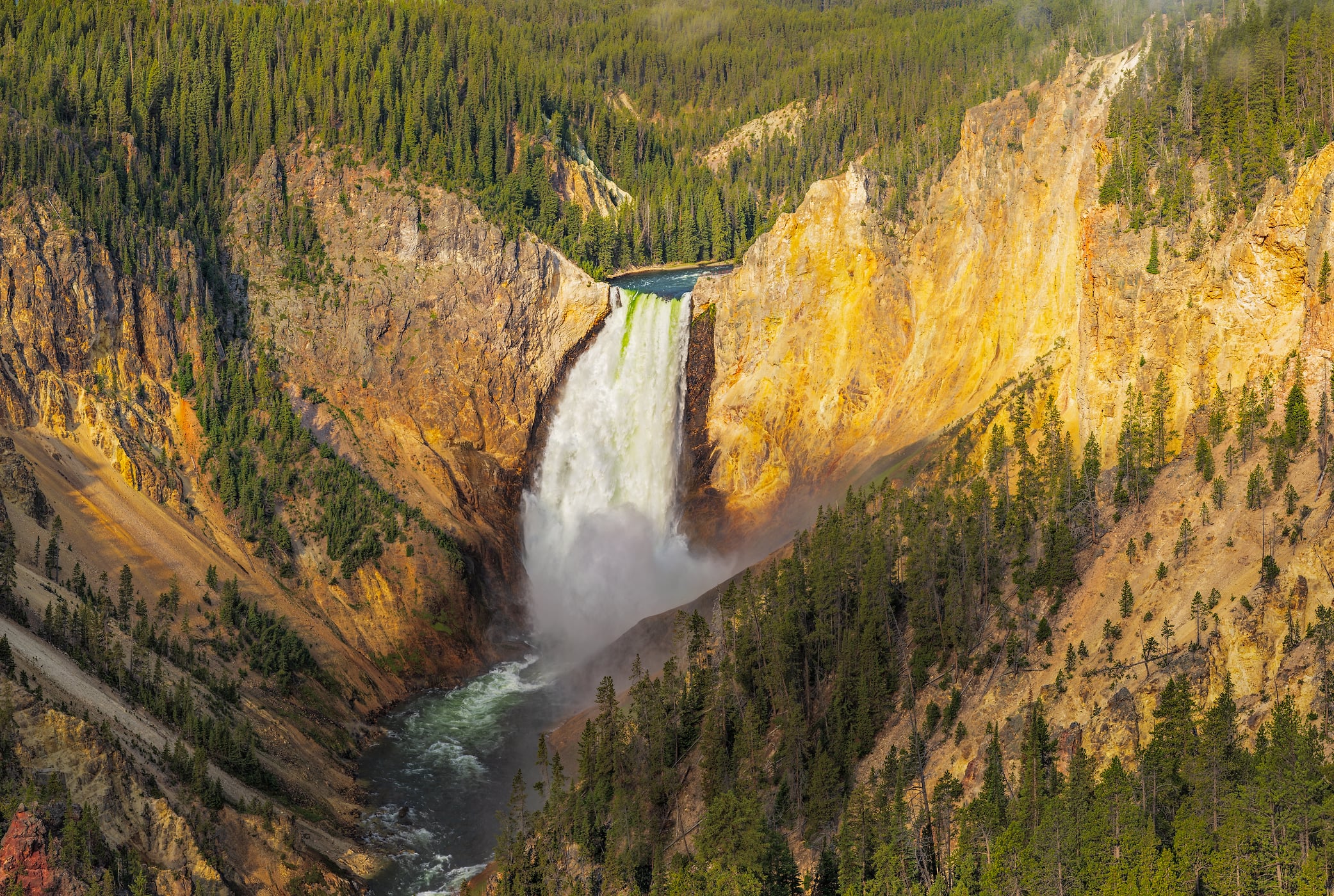 2,460 megapixels! A very high resolution, large-format VAST photo print of Lower Falls waterfall from Lookout Point in Yellowstone National Park; landscape photograph created by John Freeman in Wyoming.