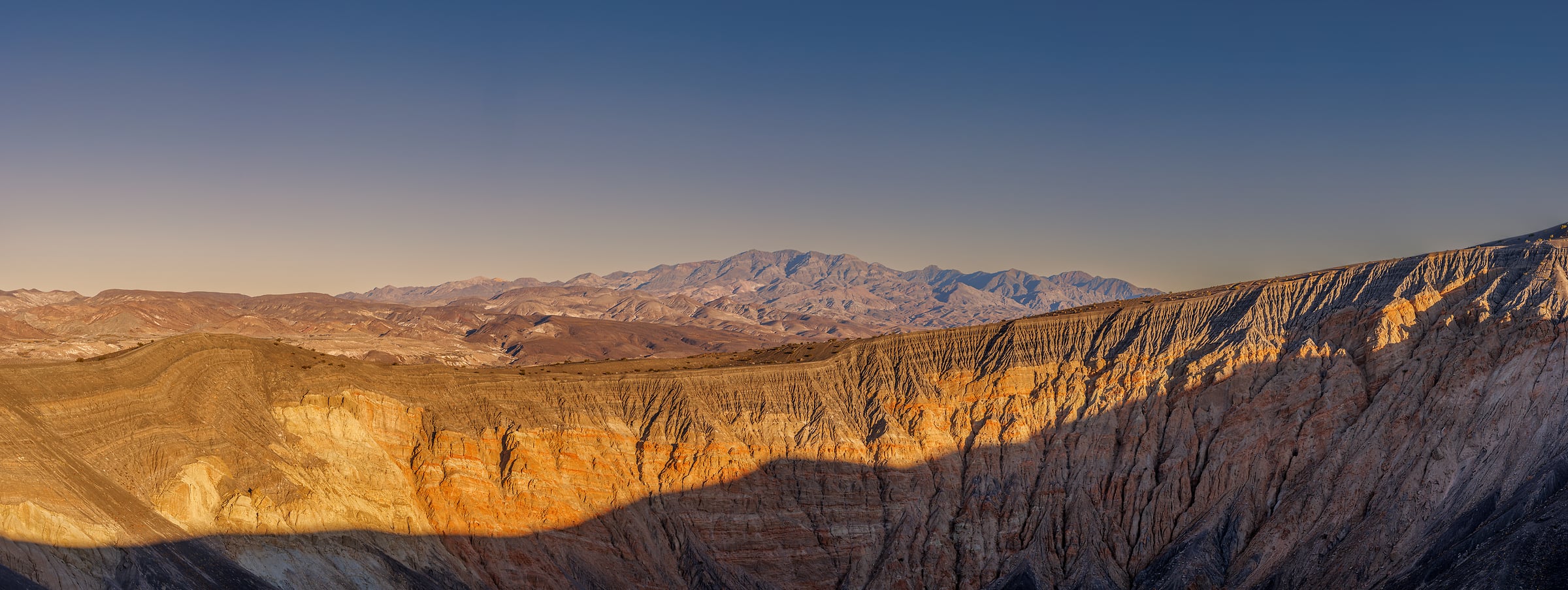 331 megapixels! A very high resolution, large-format VAST photo print of Ubehebe Crater at sunset; landscape photograph created by Chris Blake in Death Valley National Park, California.