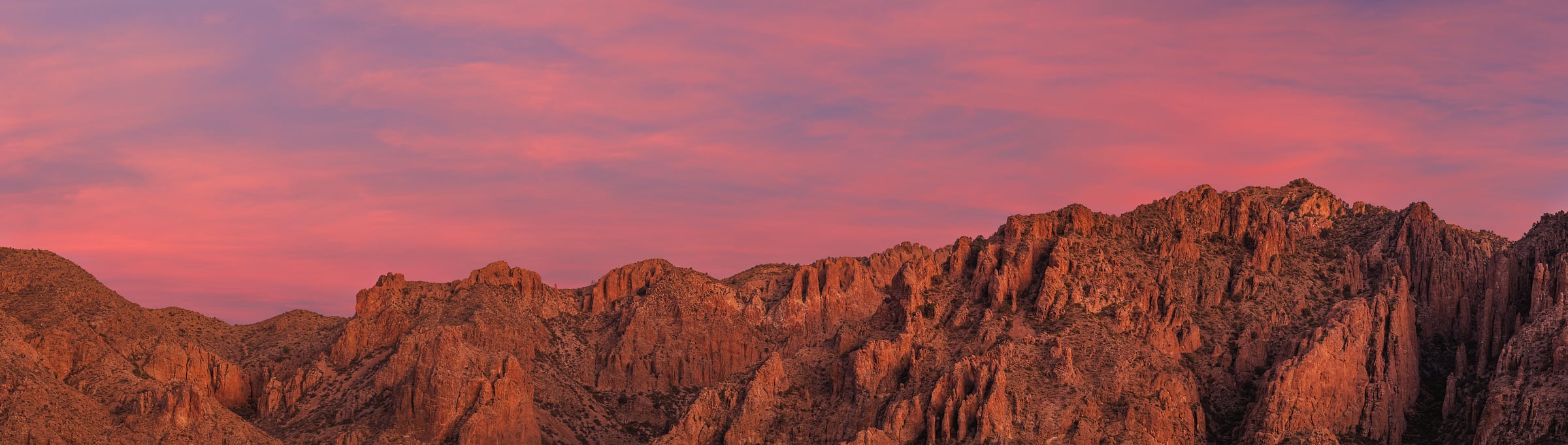 264 megapixels! A very high resolution, large-format VAST photo print of the Chisos Mountains at sunrise; landscape photograph created by Chris Blake in Big Bend National Park, Texas.