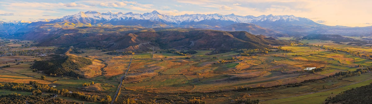 1,207 megapixels! A huge, very high resolution photo of a mountain vista perfect for licensing to use as a wall mural; landscape photograph created by John Freeman in Log Hill, Ridgway, Colorado.