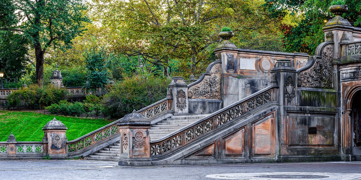 158 megapixels! A very high resolution, large-format VAST photo print of a set of urban stairs; photograph created by Beyti Barbaros of Bethesda Terrace in Central Park, New York City.