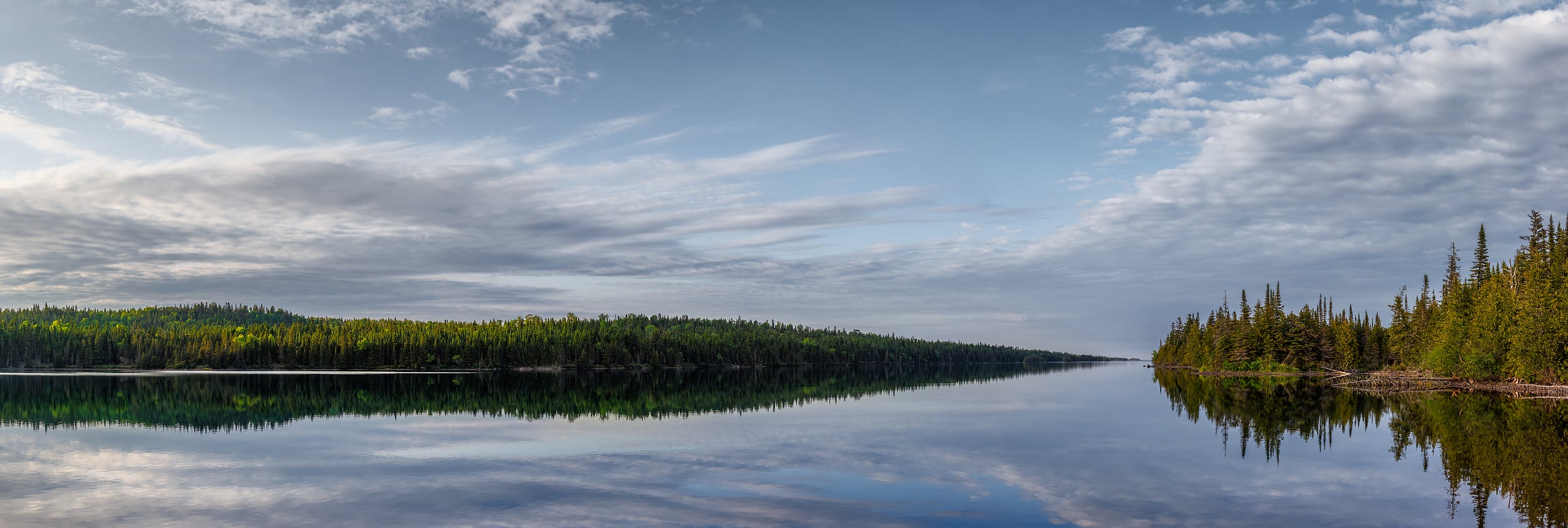 339 megapixels! A very high resolution, large-format VAST photo print of a waterway and tree-lined islands in Isle Royale National Park; landscape photograph created by Chris Blake in Michigan.