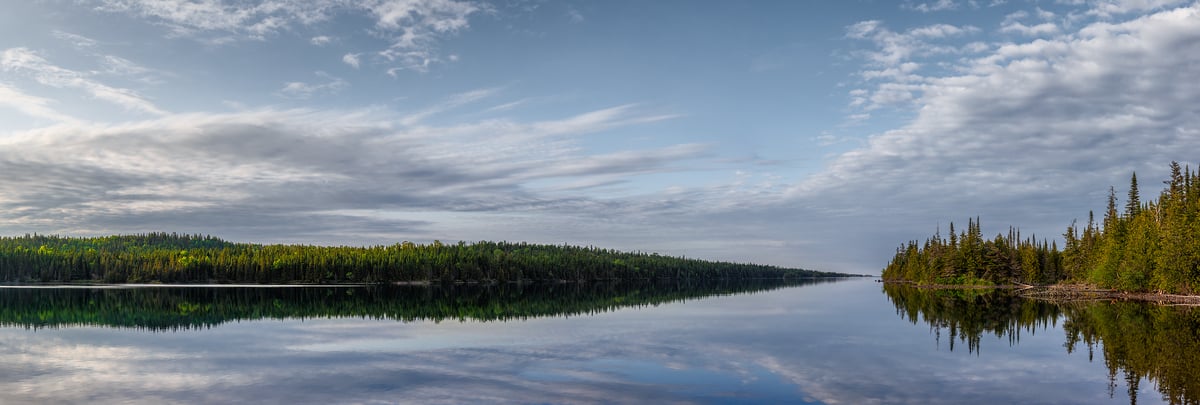 339 megapixels! A very high resolution, large-format VAST photo print of a waterway and tree-lined islands in Isle Royale National Park; landscape photograph created by Chris Blake in Michigan.