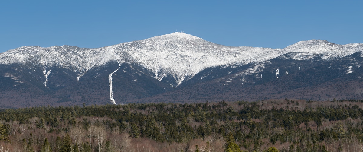 992 megapixels! A very high resolution, large-format, panorama photo print of Mount Washington; landscape photograph created by Aaron Priest in the Presidential Range, White Mountain National Forest, New Hampshire.