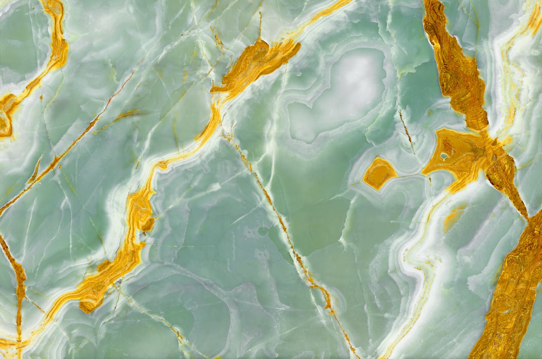 3,662 megapixels! A very high resolution texture photo of green onyx with gold veins; gigapixel image available to be licensed and downloaded as a digital file from VAST; photograph created by David Lineton.
