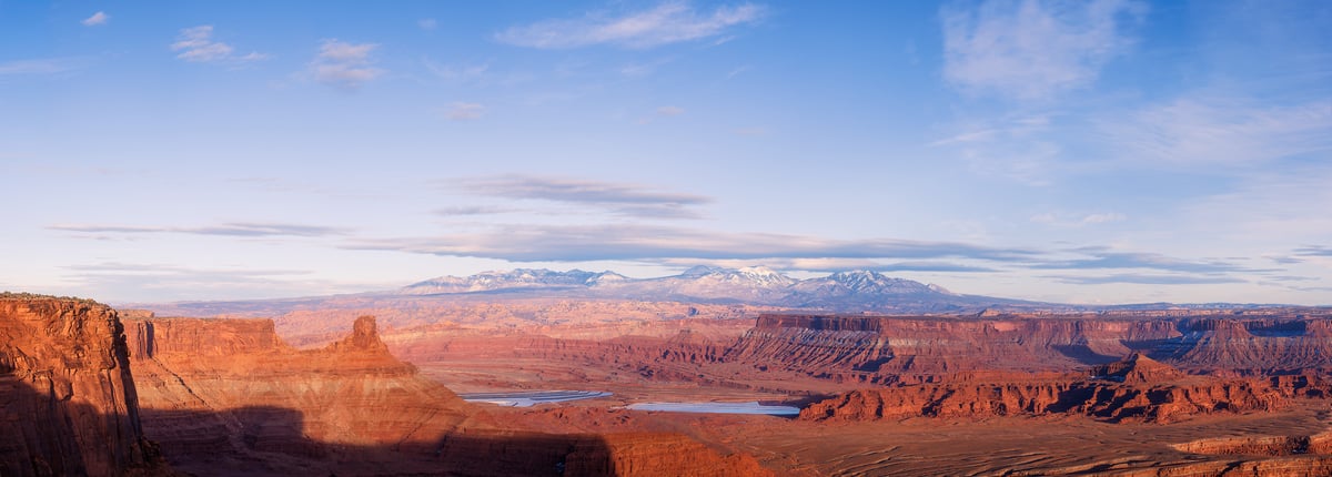 373 megapixels! A very high resolution, large-format VAST photo print of the landscape including the La Sal Mountains as seen in Dead Horse State Park, Utah; landscape photograph created by Chris Blake.