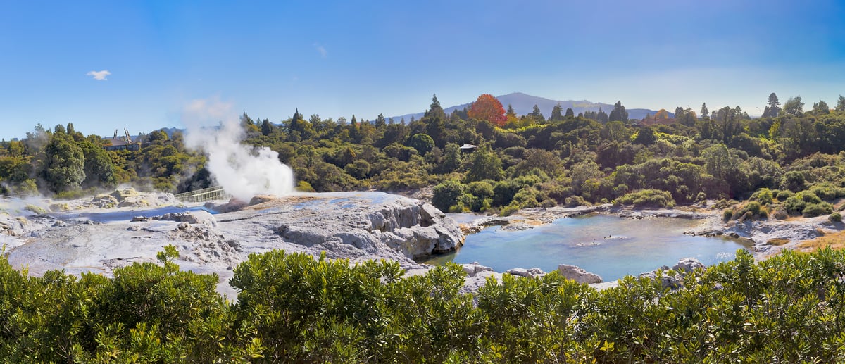 308 megapixels! A very high resolution, large-format VAST photo print of Pohutu Geyser; nature photograph created by John Freeman of Pohutu Geyser in Rotorua, New Zealand.