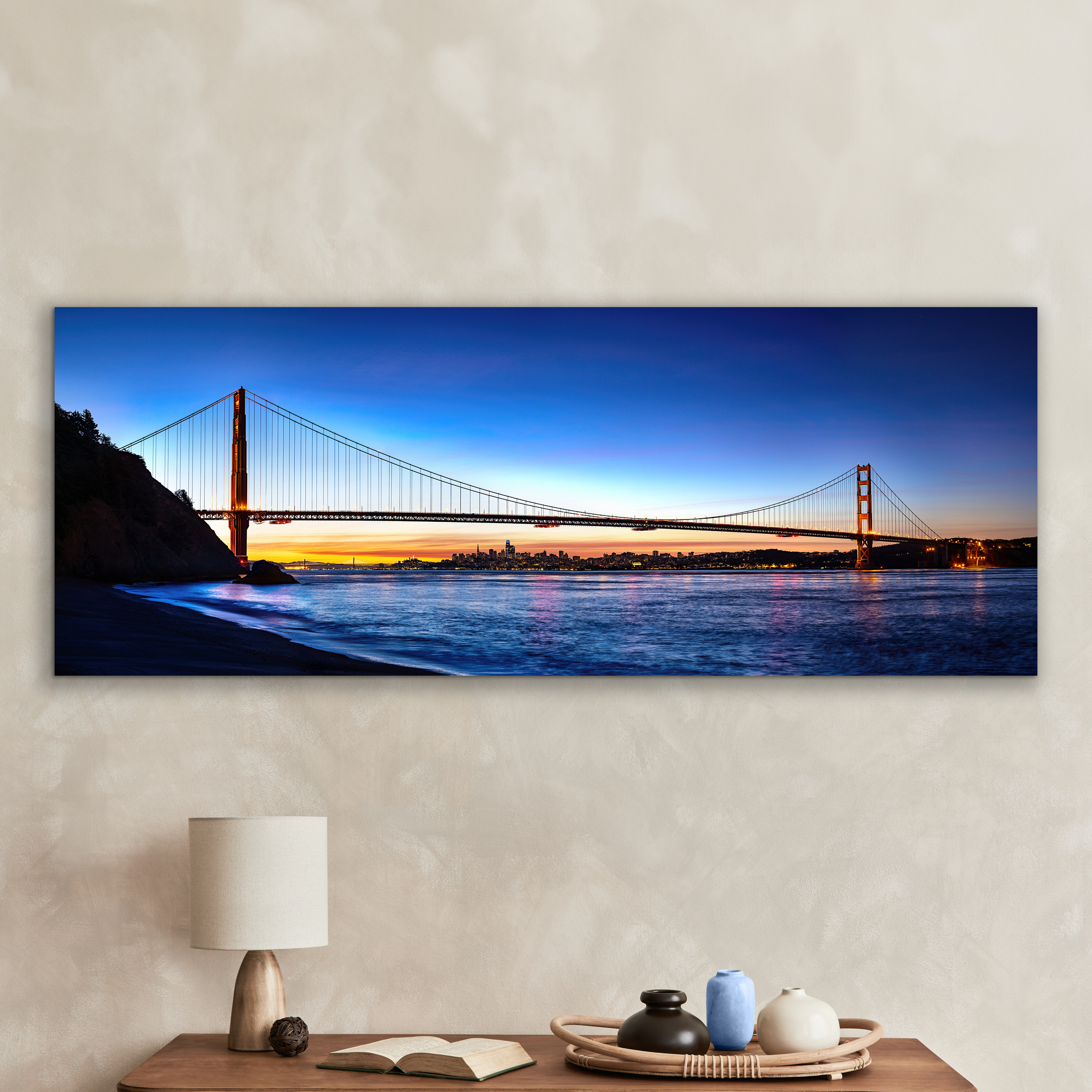 Golden Gate sunset panorama photos - VAST